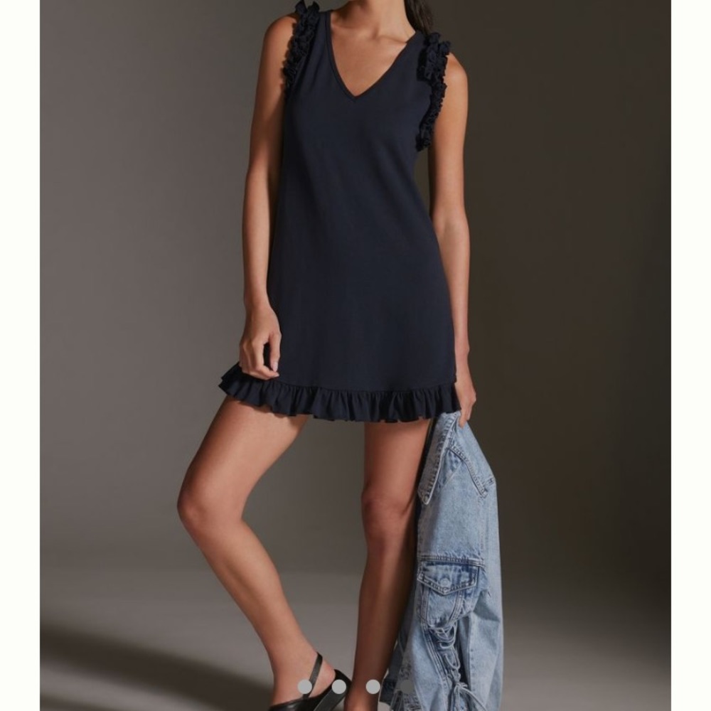 Sundays Navy Ruffle Dress